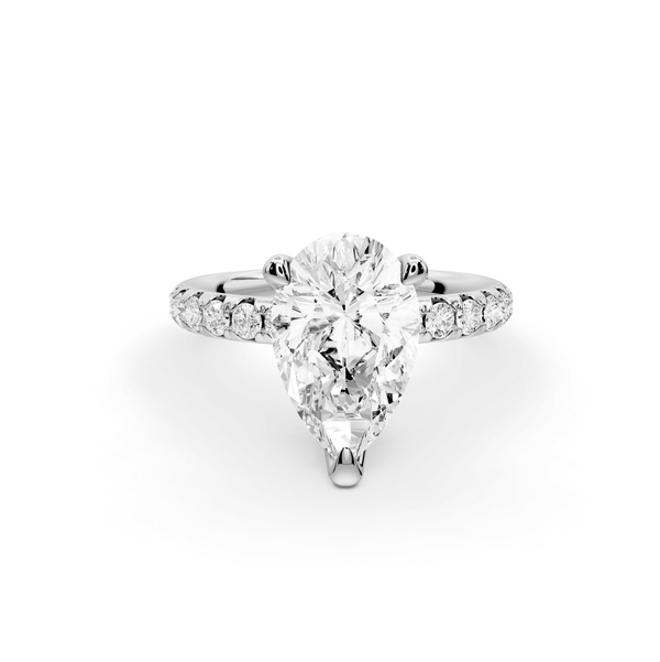 Valeria - 2ct platinum pear Scalloped Pavé Half Band Engagement Ring - Mr. Alex Jewelry