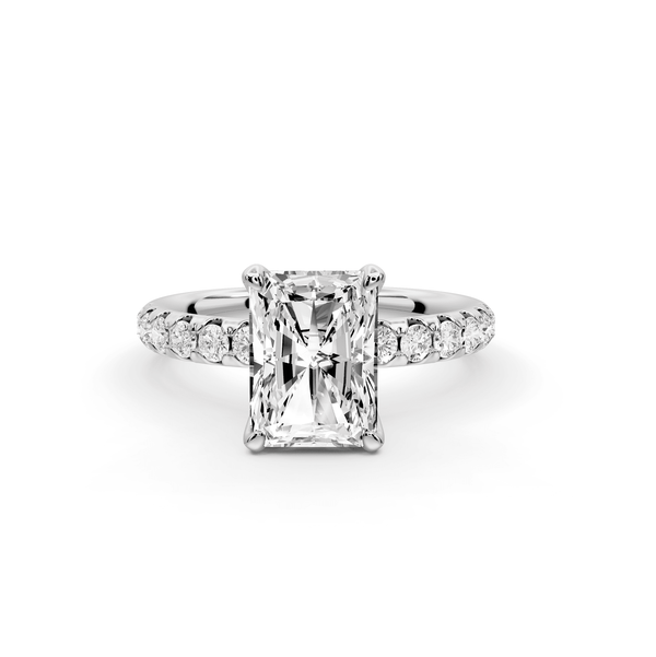 Valeria - 2ct platinum radiant Scalloped Pavé Half Band Engagement Ring - Mr. Alex Jewelry