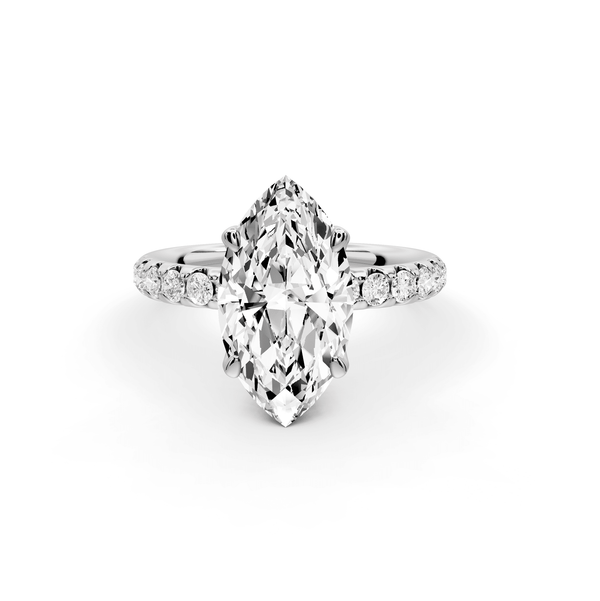 Valeria - 3ct 14k white gold marquise Scalloped Pavé Half Band Engagement Ring - Mr. Alex Jewelry