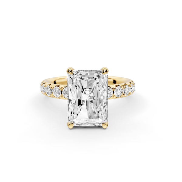 Valeria - 3ct 14k yellow gold radiant Scalloped Pavé Half Band Engagement Ring - Mr. Alex Jewelry