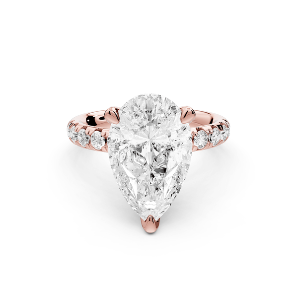 Valeria - 3ct 18k rose gold pear Scalloped Pavé Half Band Engagement Ring - Mr. Alex Jewelry