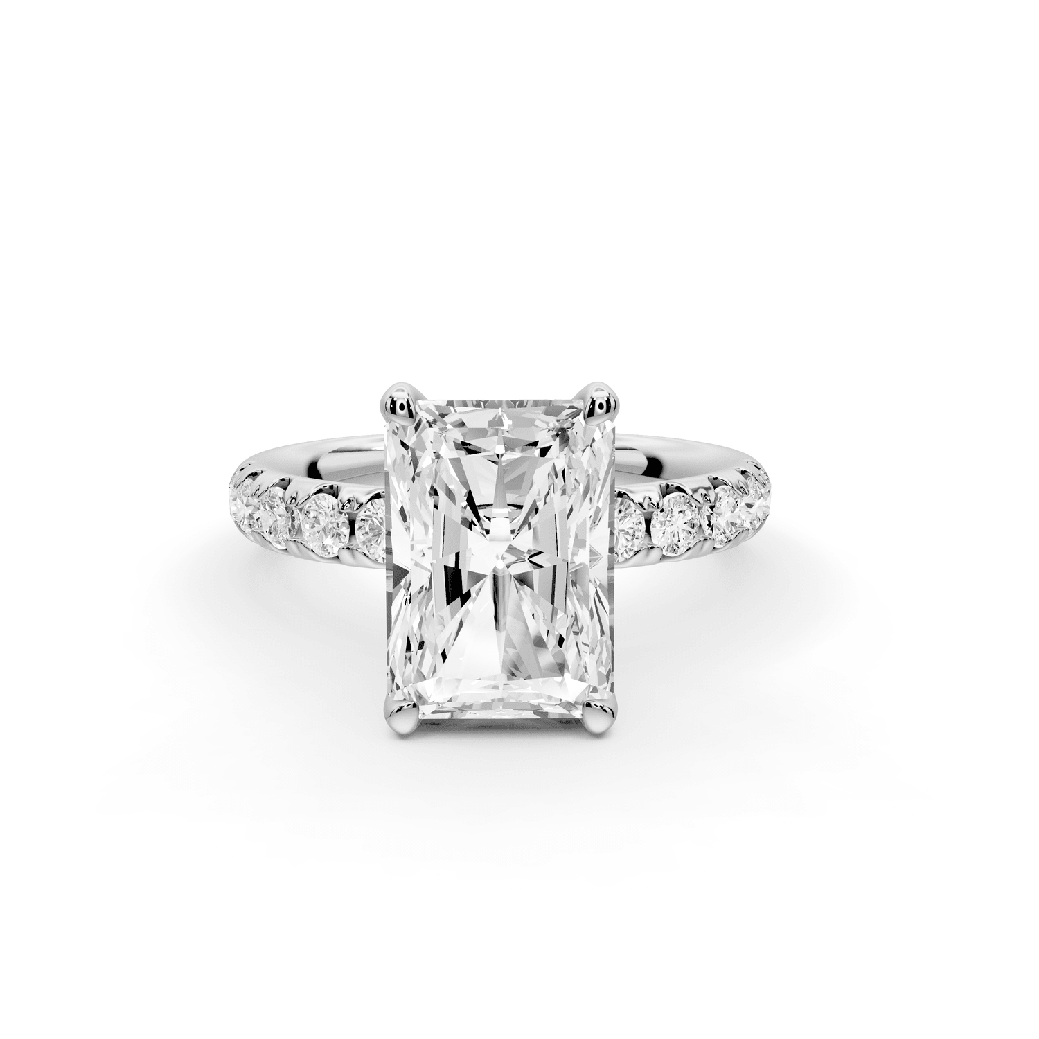 Valeria - 3ct 18k white gold radiant Scalloped Pavé Half Band Engagement Ring - Mr. Alex Jewelry