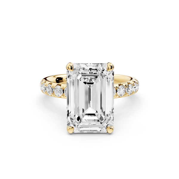 Valeria - 3ct 18k yellow gold emerald Scalloped Pavé Half Band Engagement Ring - Mr. Alex Jewelry