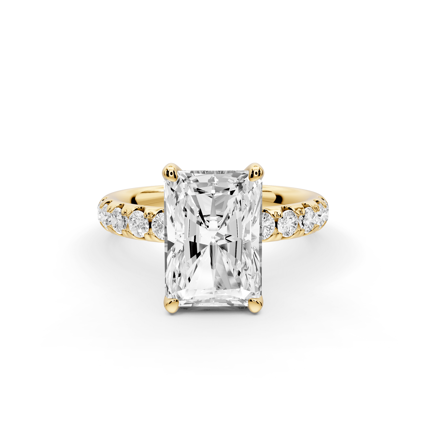 Valeria - 3ct 18k yellow gold radiant Scalloped Pavé Half Band Engagement Ring - Mr. Alex Jewelry