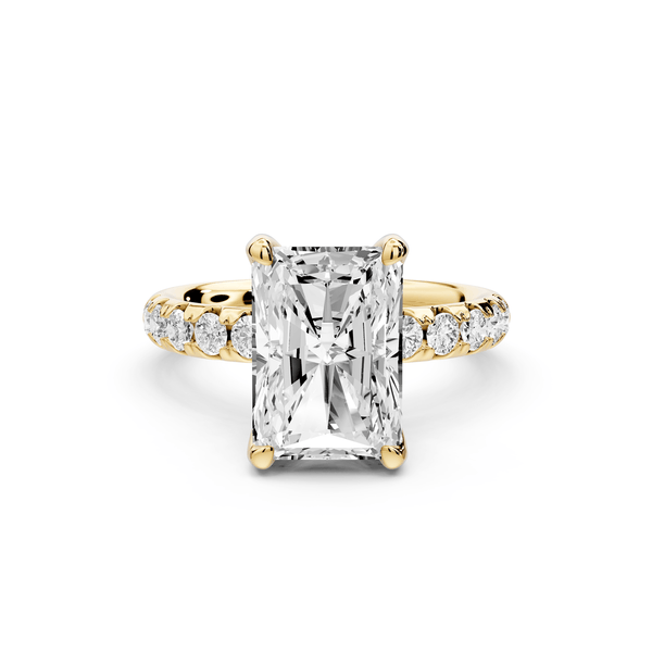 Valeria - 4ct 14k yellow gold radiant Scalloped Pavé Half Band Engagement Ring - Mr. Alex Jewelry