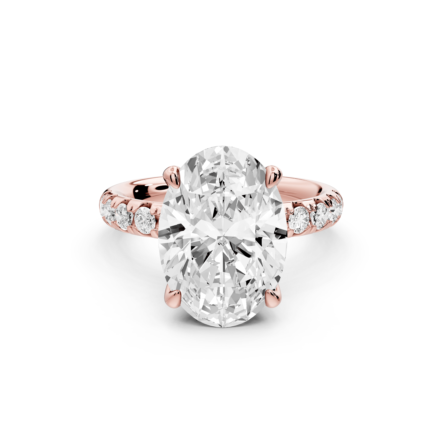 Valeria - 4ct 18k rose gold oval Scalloped Pavé Half Band Engagement Ring - Mr. Alex Jewelry