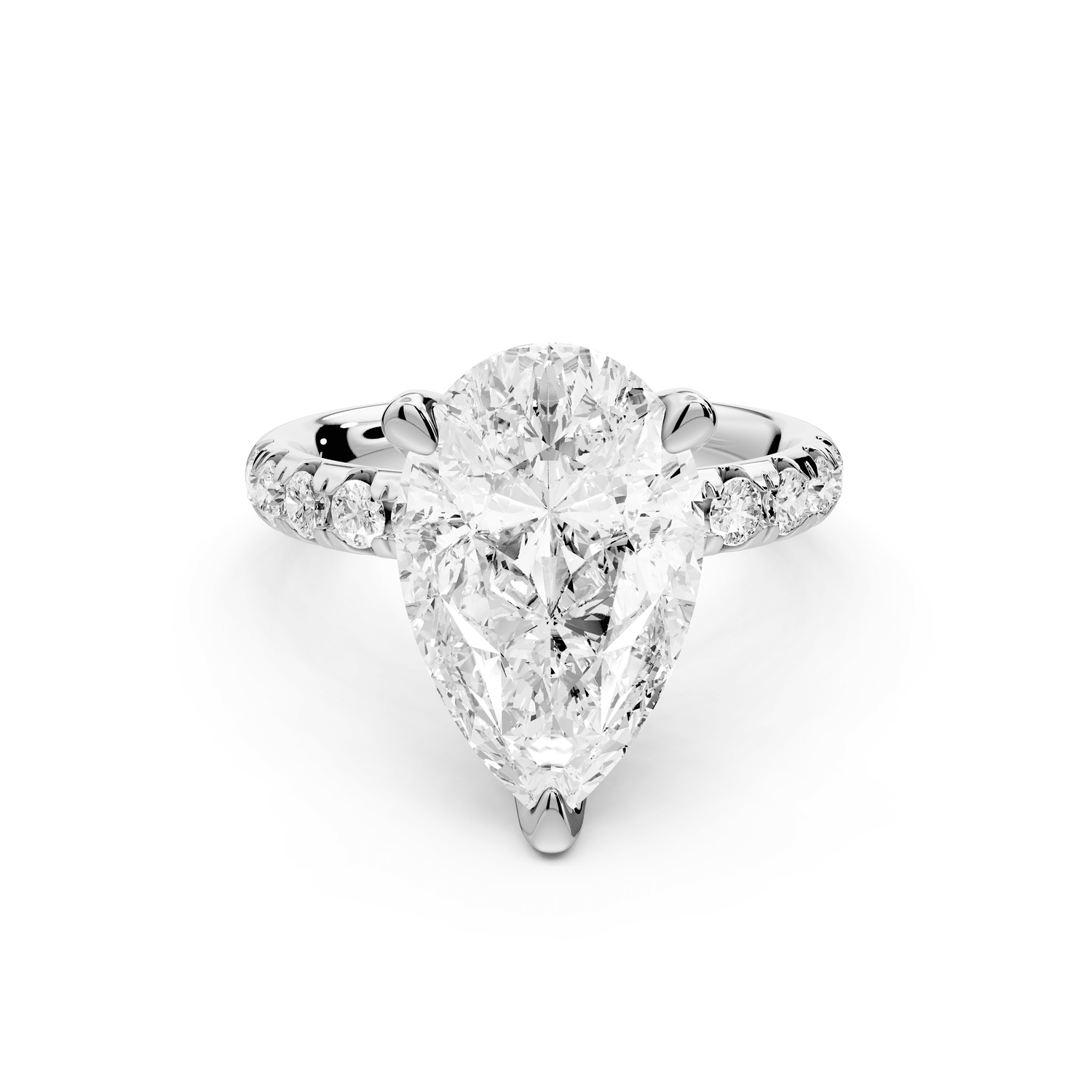 Valeria - 4ct 18k white gold pear Scalloped Pavé Half Band Engagement Ring - Mr. Alex Jewelry