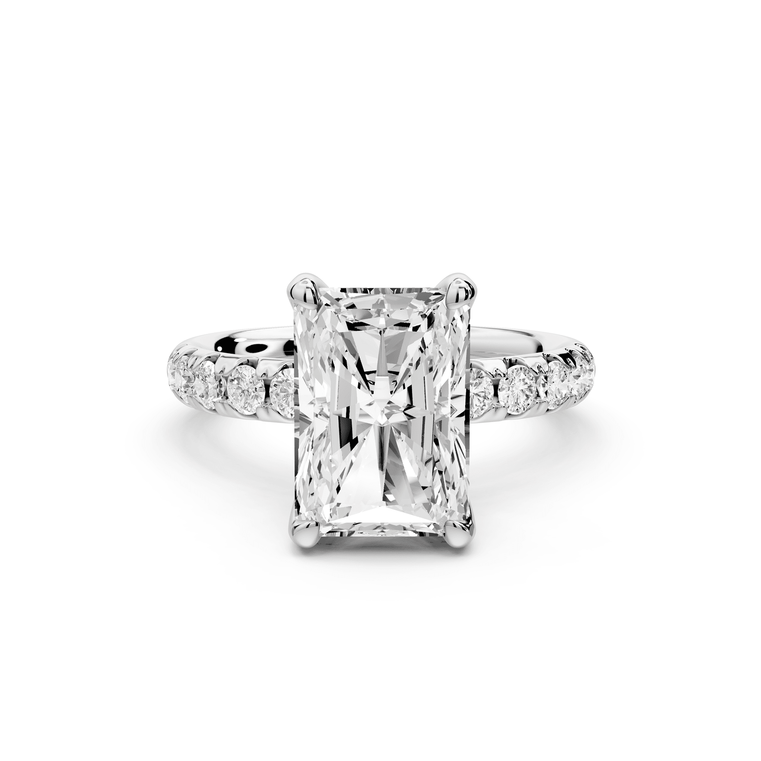 Valeria - 4ct 18k white gold radiant Scalloped Pavé Half Band Engagement Ring - Mr. Alex Jewelry