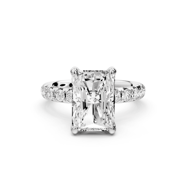 Valeria - 4ct 18k white gold radiant Scalloped Pavé Half Band Engagement Ring - Mr. Alex Jewelry