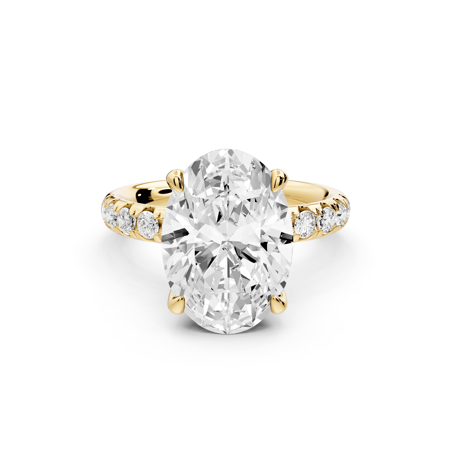 Valeria - 4ct 18k yellow gold oval Scalloped Pavé Half Band Engagement Ring - Mr. Alex Jewelry