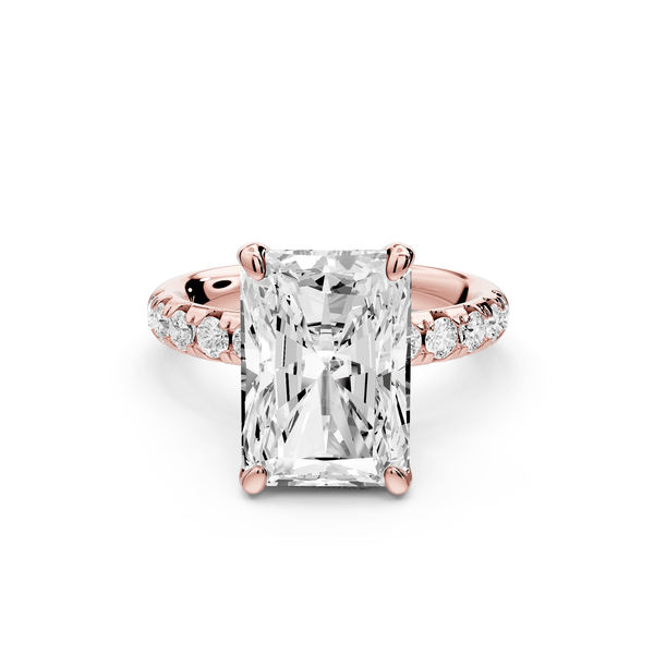 Valeria - 5ct 14k rose gold radiant Scalloped Pavé Half Band Engagement Ring - Mr. Alex Jewelry