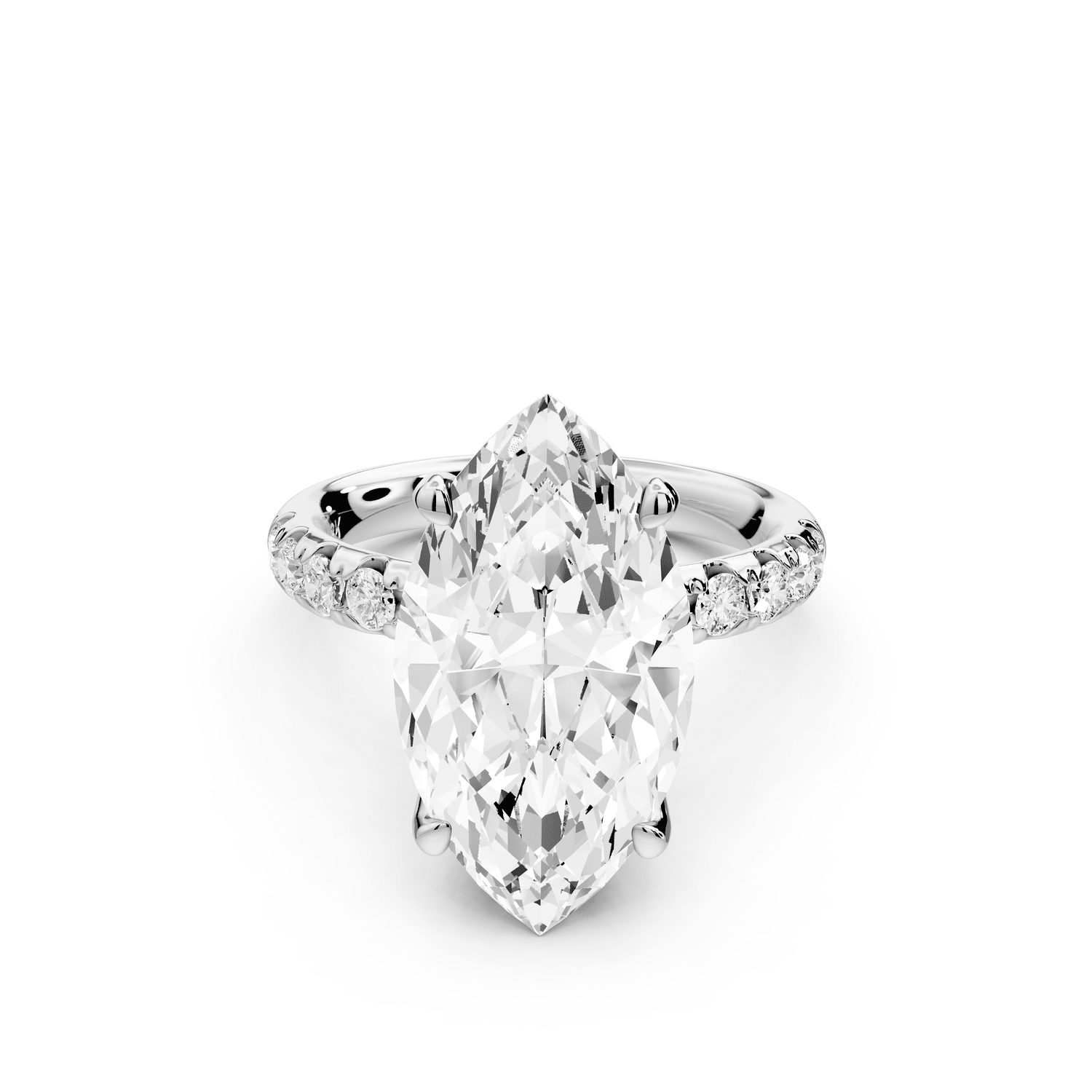 Valeria - 5ct 14k white gold marquise Scalloped Pavé Half Band Engagement Ring - Mr. Alex Jewelry