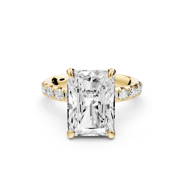 Valeria - 5ct 14k yellow gold radiant Scalloped Pavé Half Band Engagement Ring - Mr. Alex Jewelry