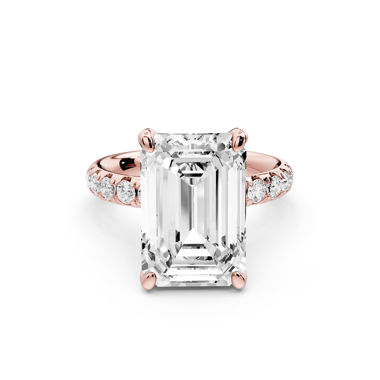 Valeria - 5ct 18k rose gold emerald Scalloped Pavé Half Band Engagement Ring - Mr. Alex Jewelry
