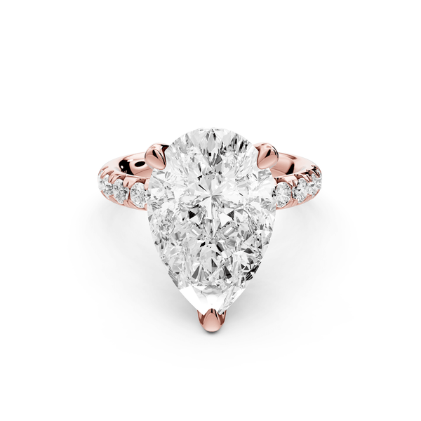 Valeria - 5ct 18k rose gold pear Scalloped Pavé Half Band Engagement Ring - Mr. Alex Jewelry