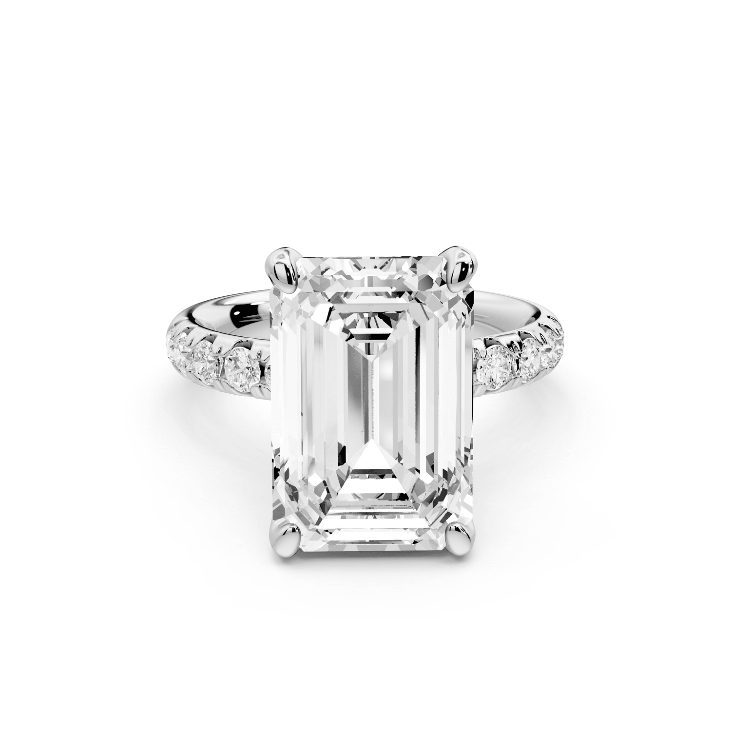 Valeria - 5ct 18k white gold emerald Scalloped Pavé Half Band Engagement Ring - Mr. Alex Jewelry