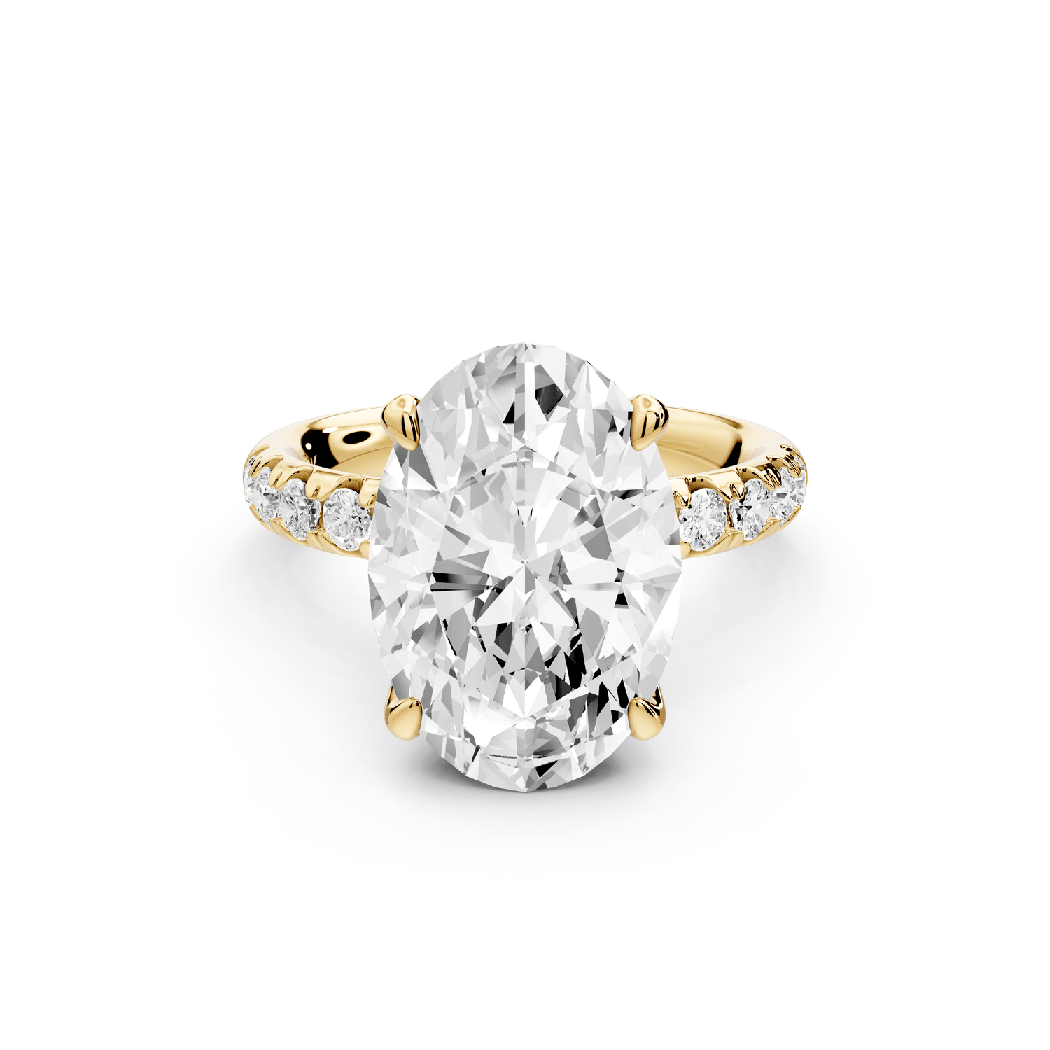 Valeria - 5ct 18k yellow gold oval Scalloped Pavé Half Band Engagement Ring - Mr. Alex Jewelry