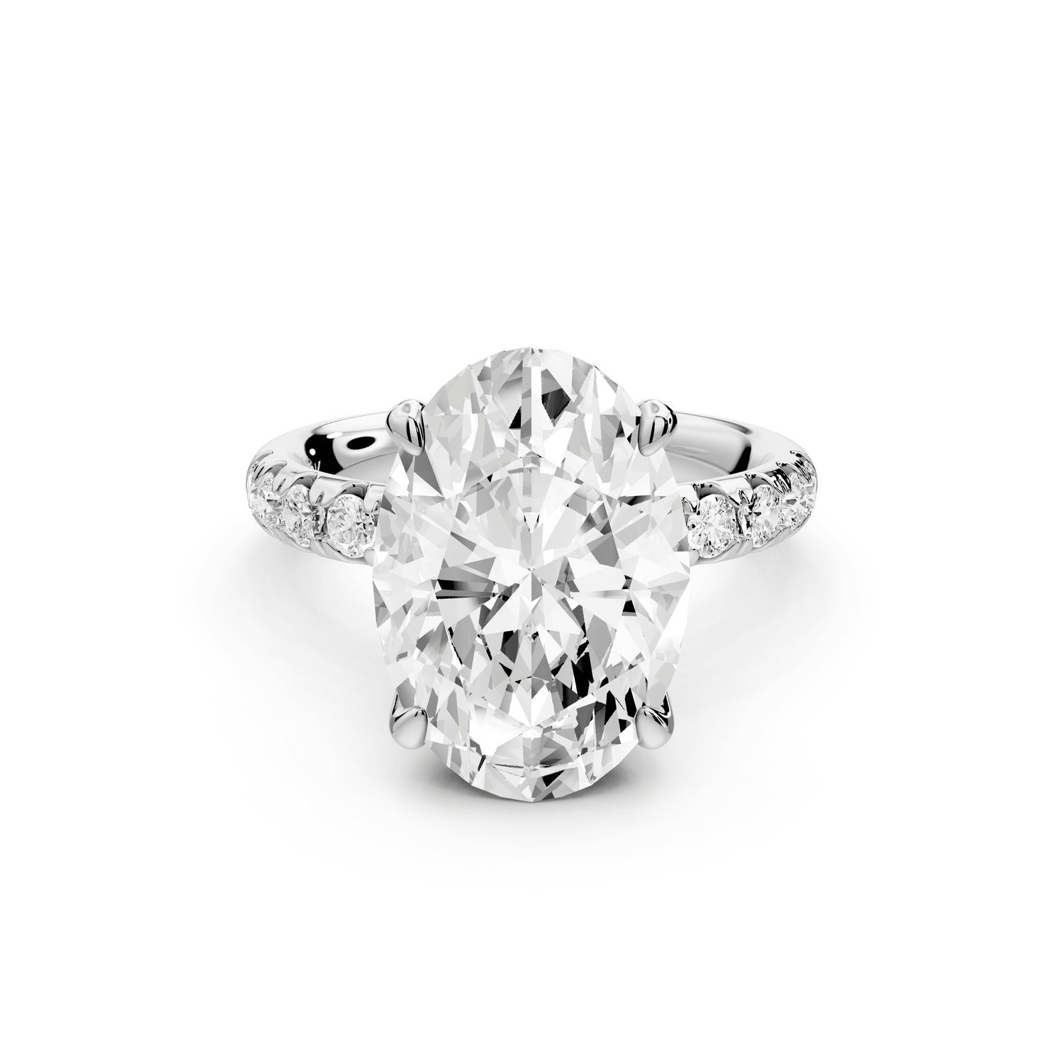 Valeria - 5ct platinum oval Scalloped Pavé Half Band Engagement Ring - Mr. Alex Jewelry