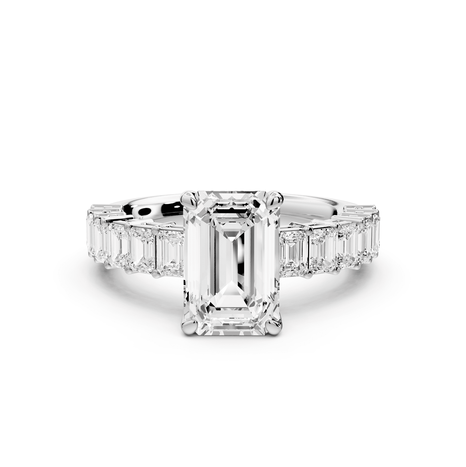 Violetta - 2ct platinum emerald diamond with emerald cut accent stones engagament ring - Mr. Alex Jewelry