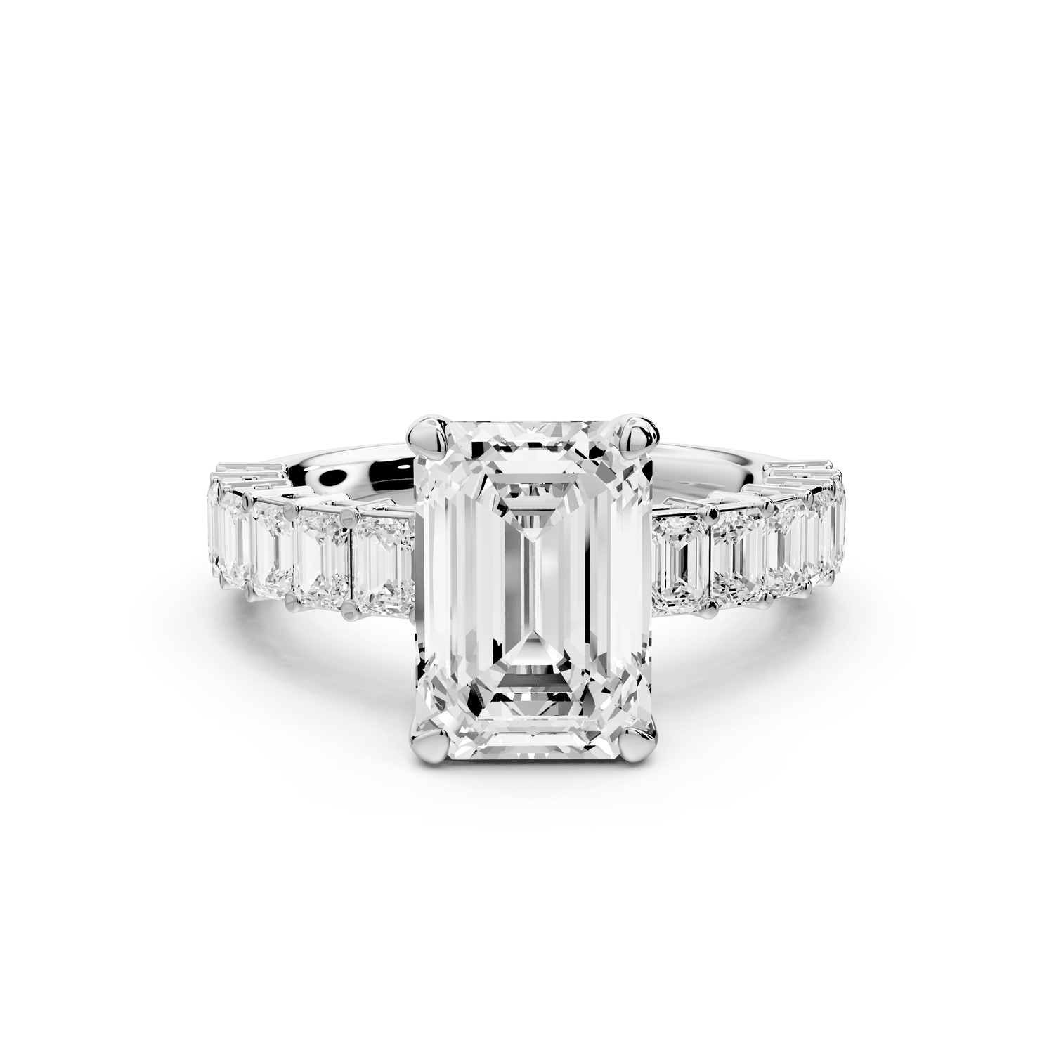 Violetta - 3ct platinum emerald diamond with emerald cut accent stones engagament ring - Mr. Alex Jewelry