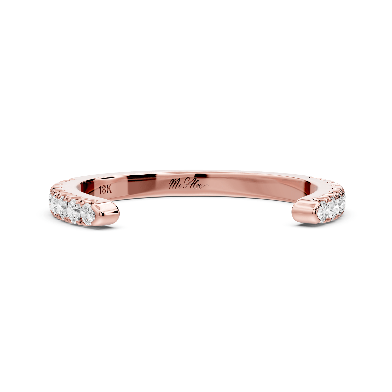 Zara - 0.24ct 14k rose gold Diamond Pavé Open Cuff Ring - Mr. Alex Jewelry