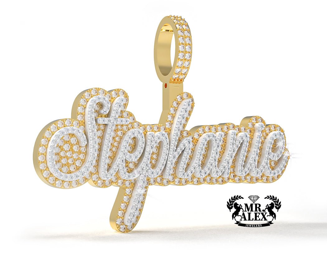 10K 3D Custom Names Diamonds Charms 2 Layers - Mr. Alex Jewelry