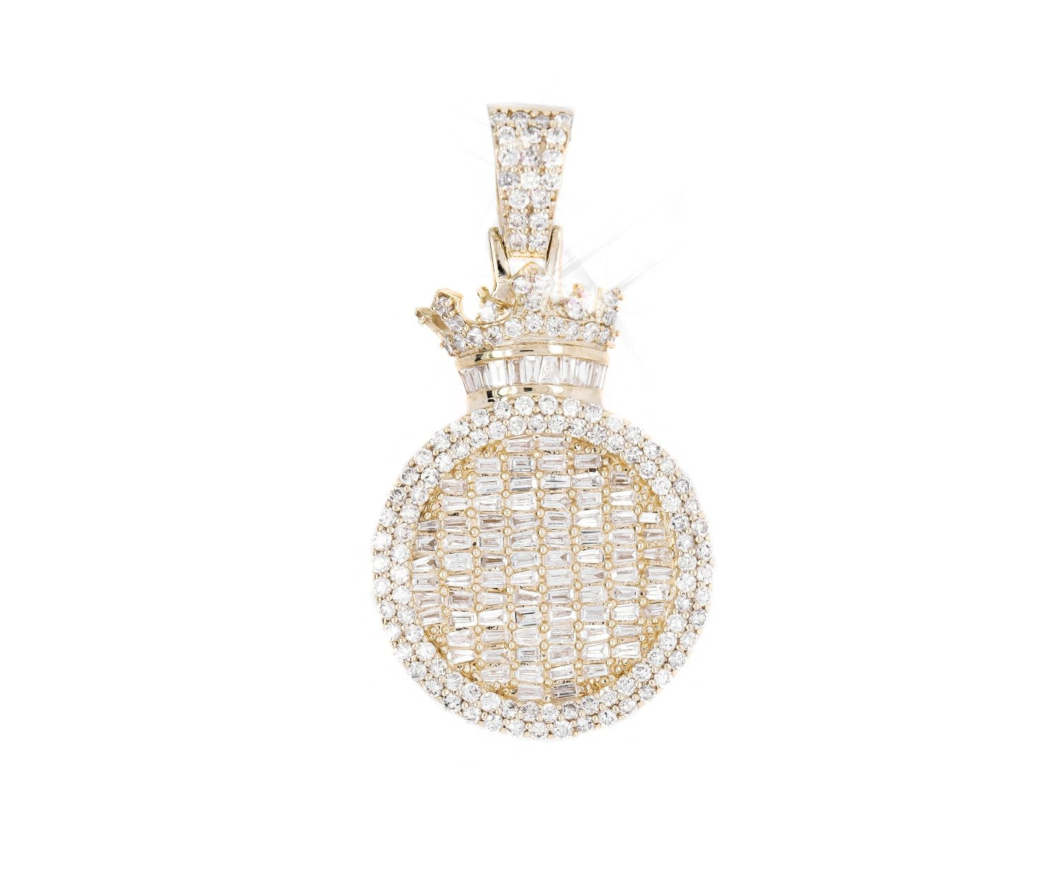 10K Baguette Diamond Circle Pendant 2.75CT - Mr. Alex Jewelry