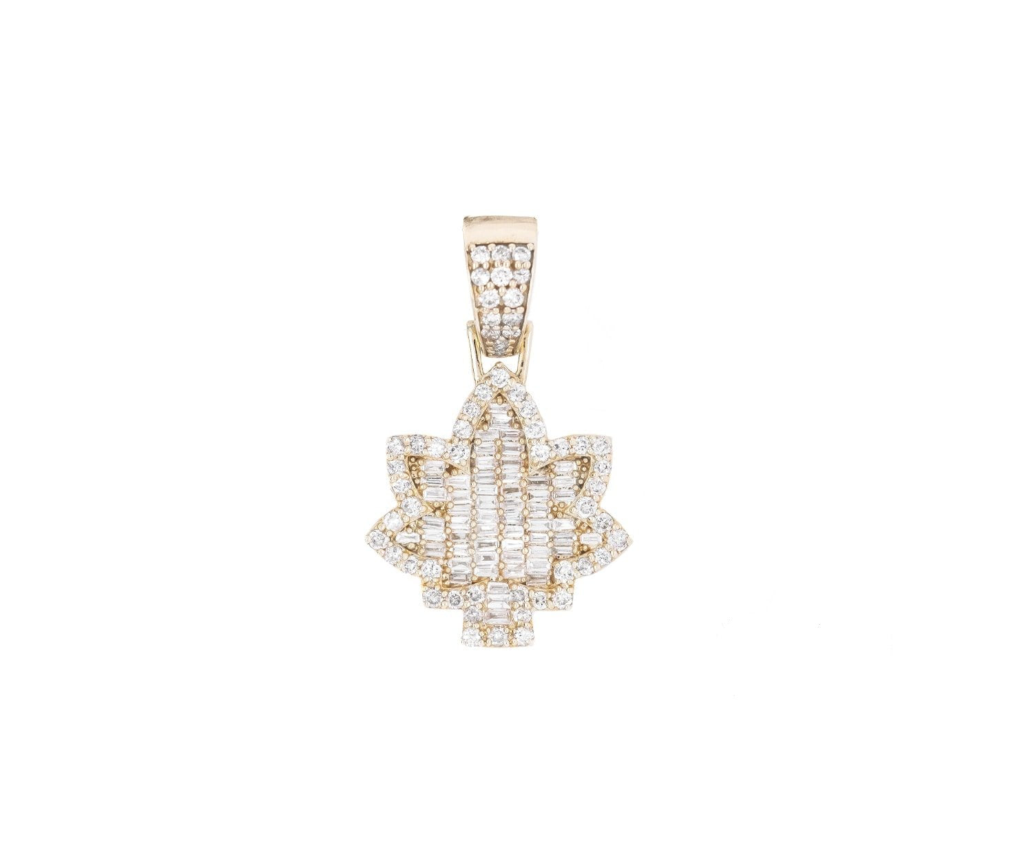 10K Baguette Diamond Leaf Pendant 1.0 ct - Mr. Alex Jewelry