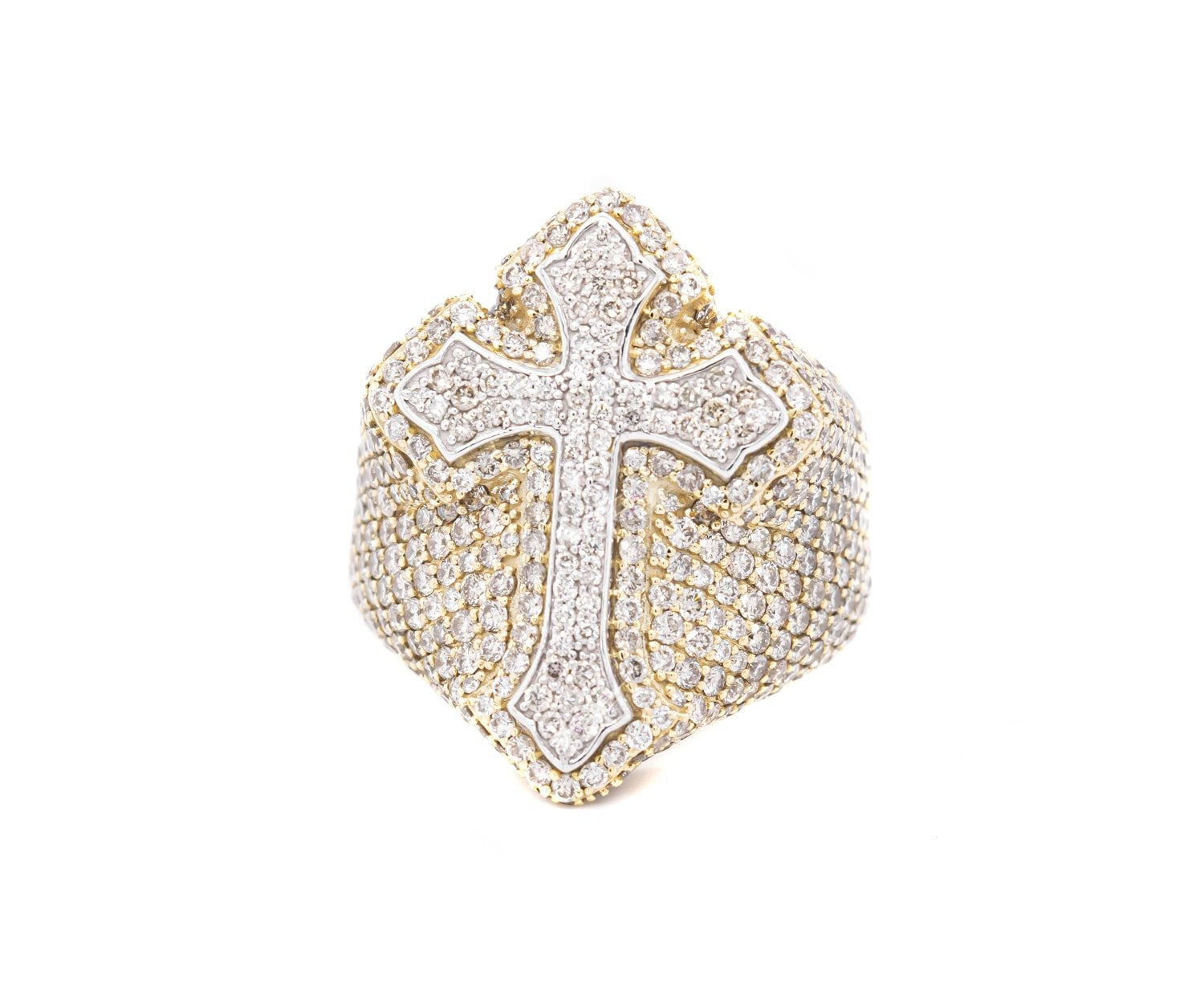 10k Big Cross Diamond Ring 7.50ct - Mr. Alex Jewelry