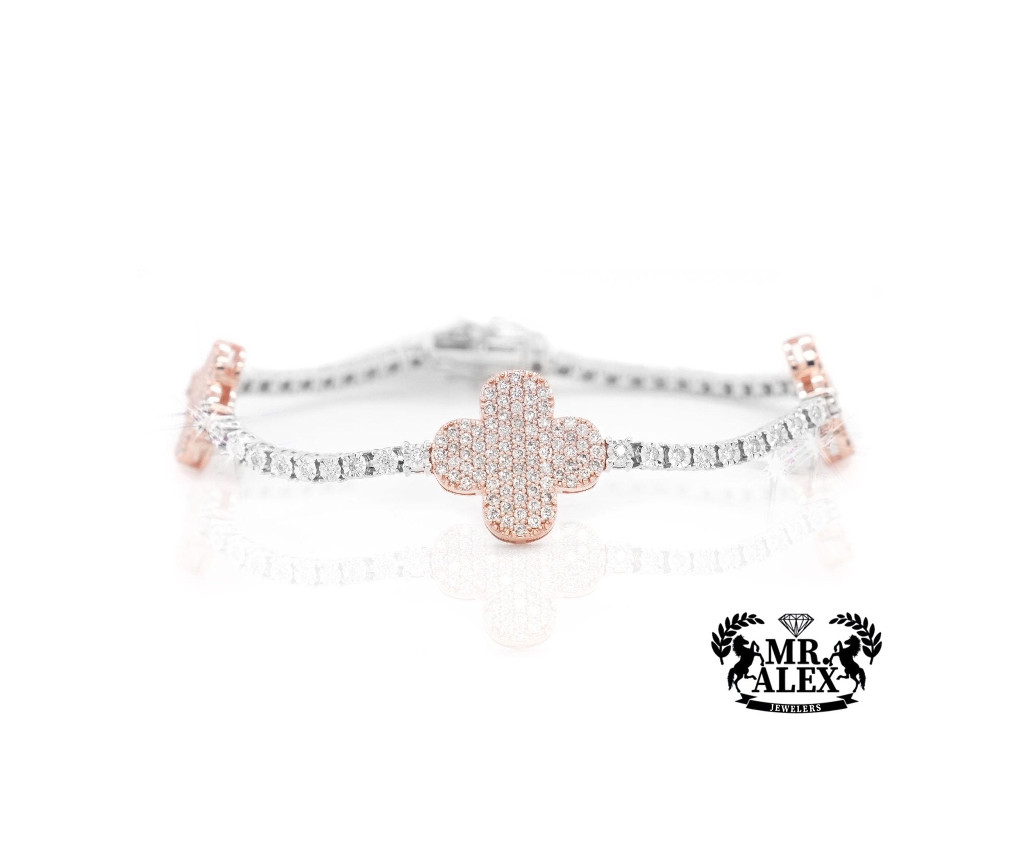 10K Clover Diamond Tennis Bracelet 1.80ct - Mr. Alex Jewelry