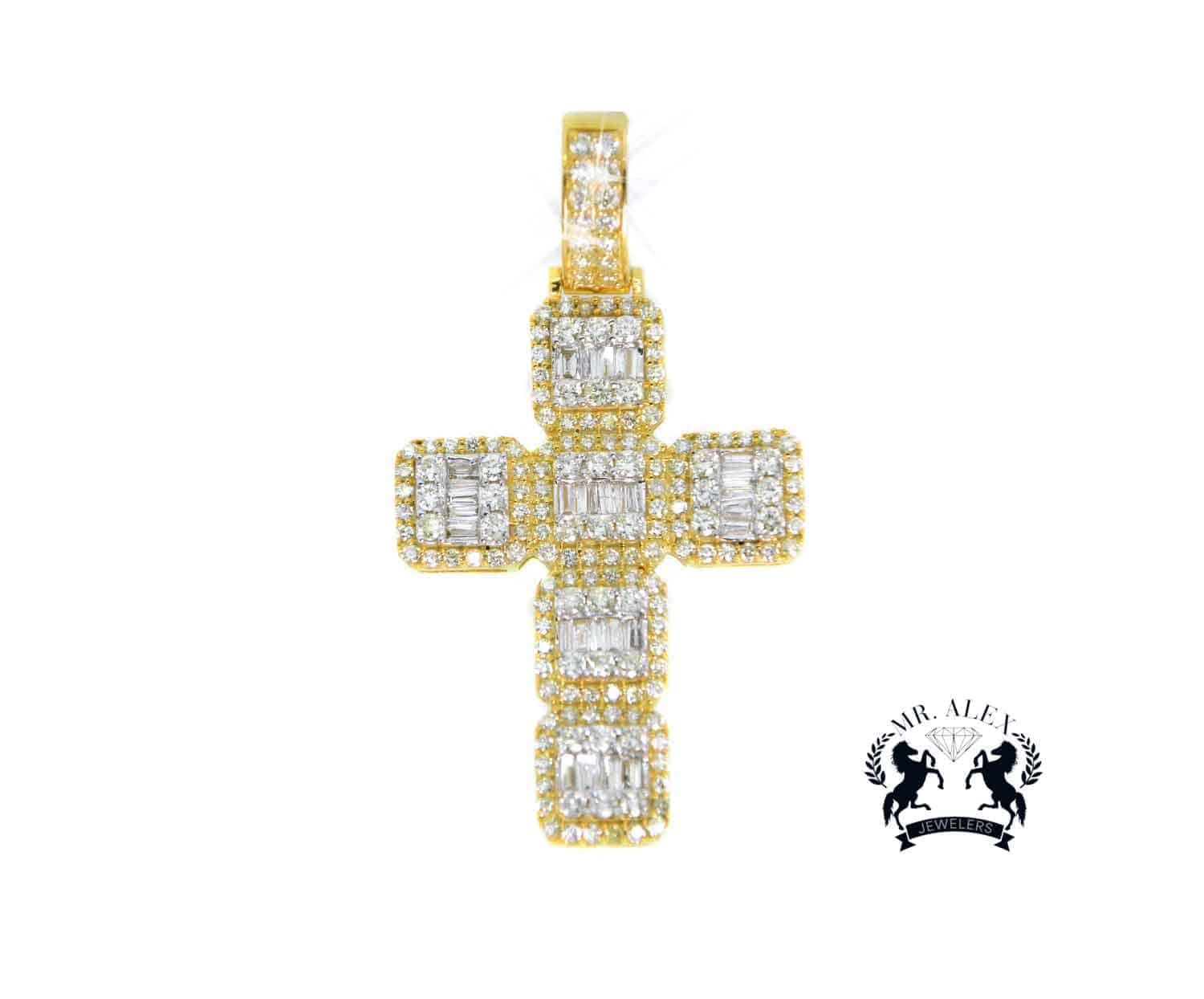 10k Cross Diamond Pendant Yellow Gold 2.20ct - Mr. Alex Jewelry