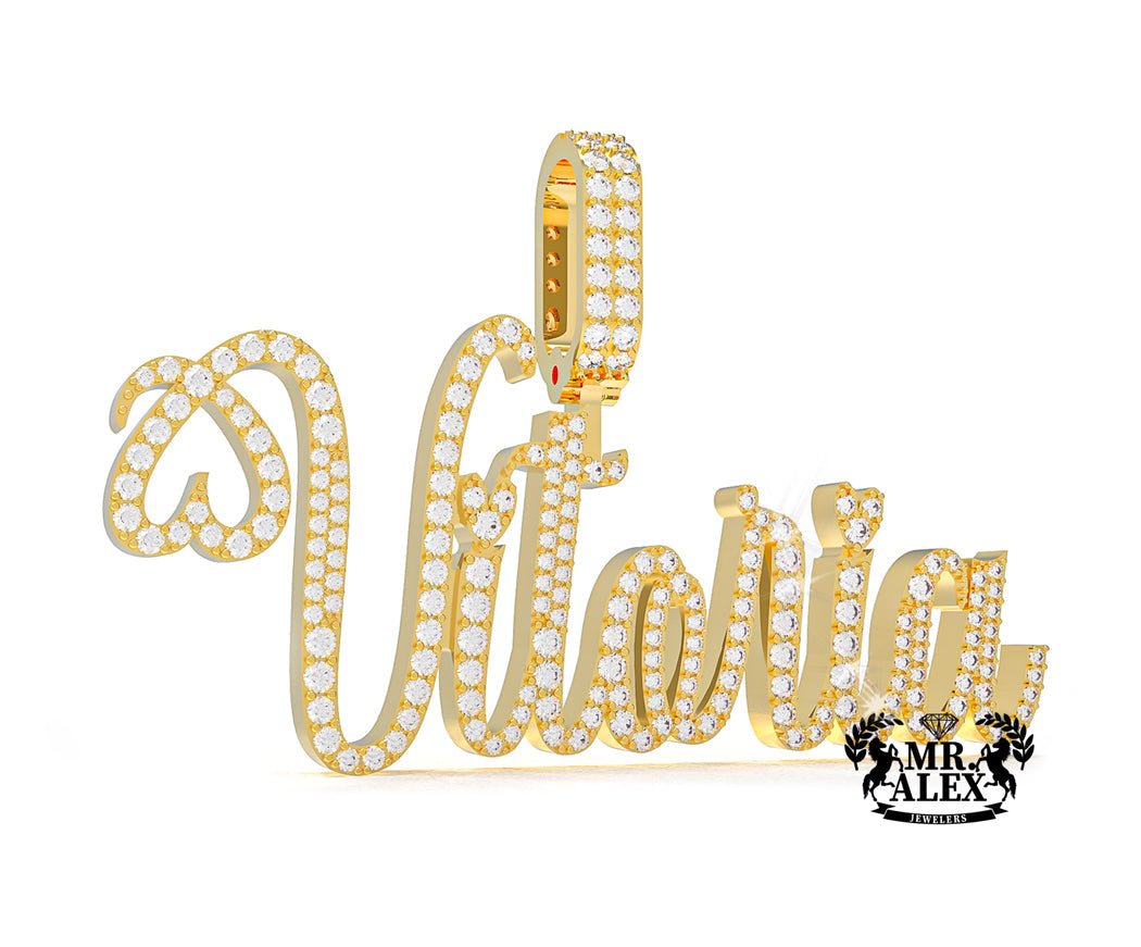 10K Custom Names Diamonds Charms 1 Layers - Mr. Alex Jewelry