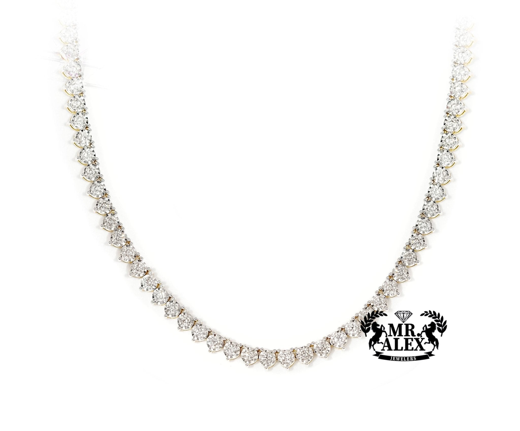 10k Diamond Tennis Necklace Solid 4.5mm 7.60ct - Mr. Alex Jewelry