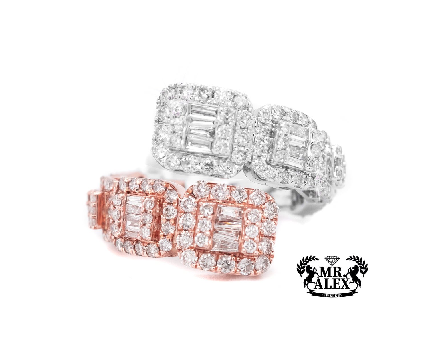 10k Double Square Baguette Diamond Ring 2.35ct - Mr. Alex Jewelry