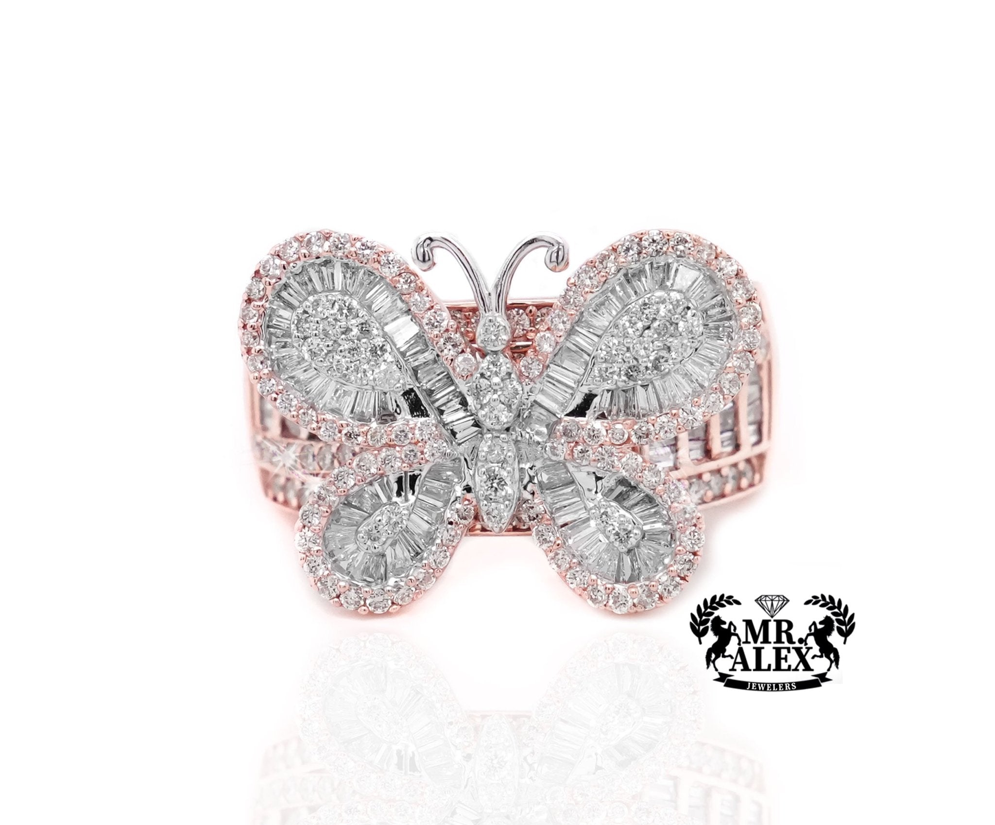 10K Gold Butterfly Elegance Diamond Ring 1.65ct - Mr. Alex Jewelry