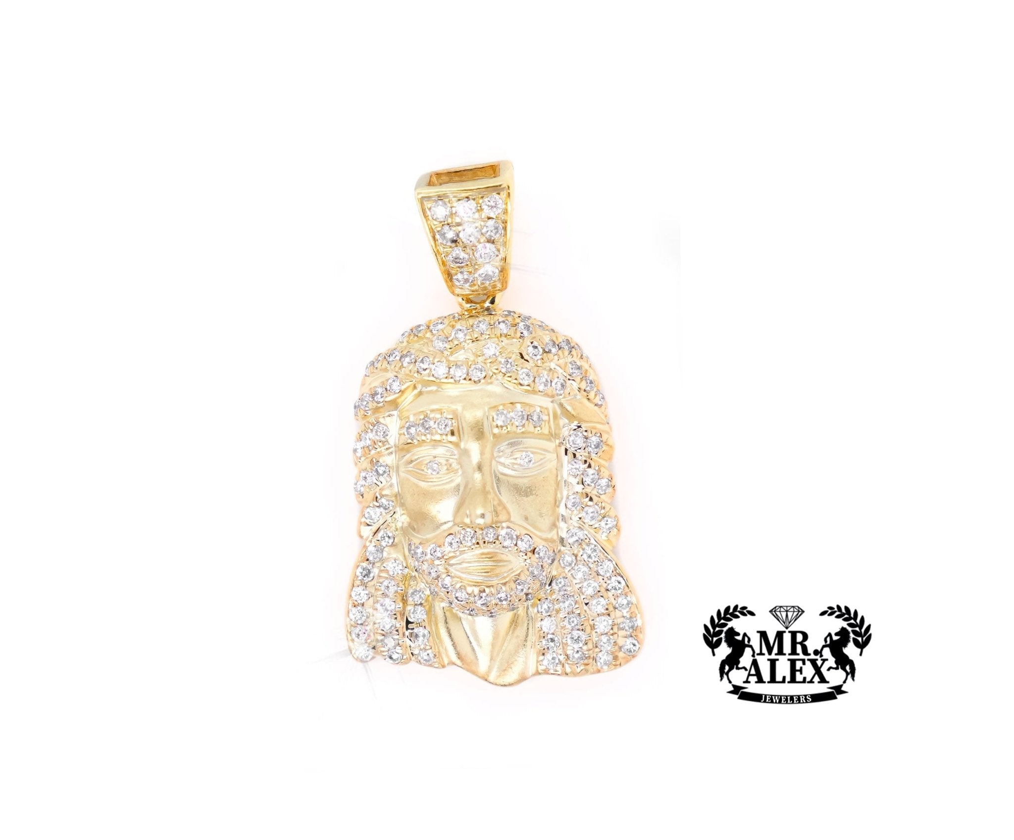 10K Gold Sacred Heart of Jesus Pendant with 0.68ct - Mr. Alex Jewelry