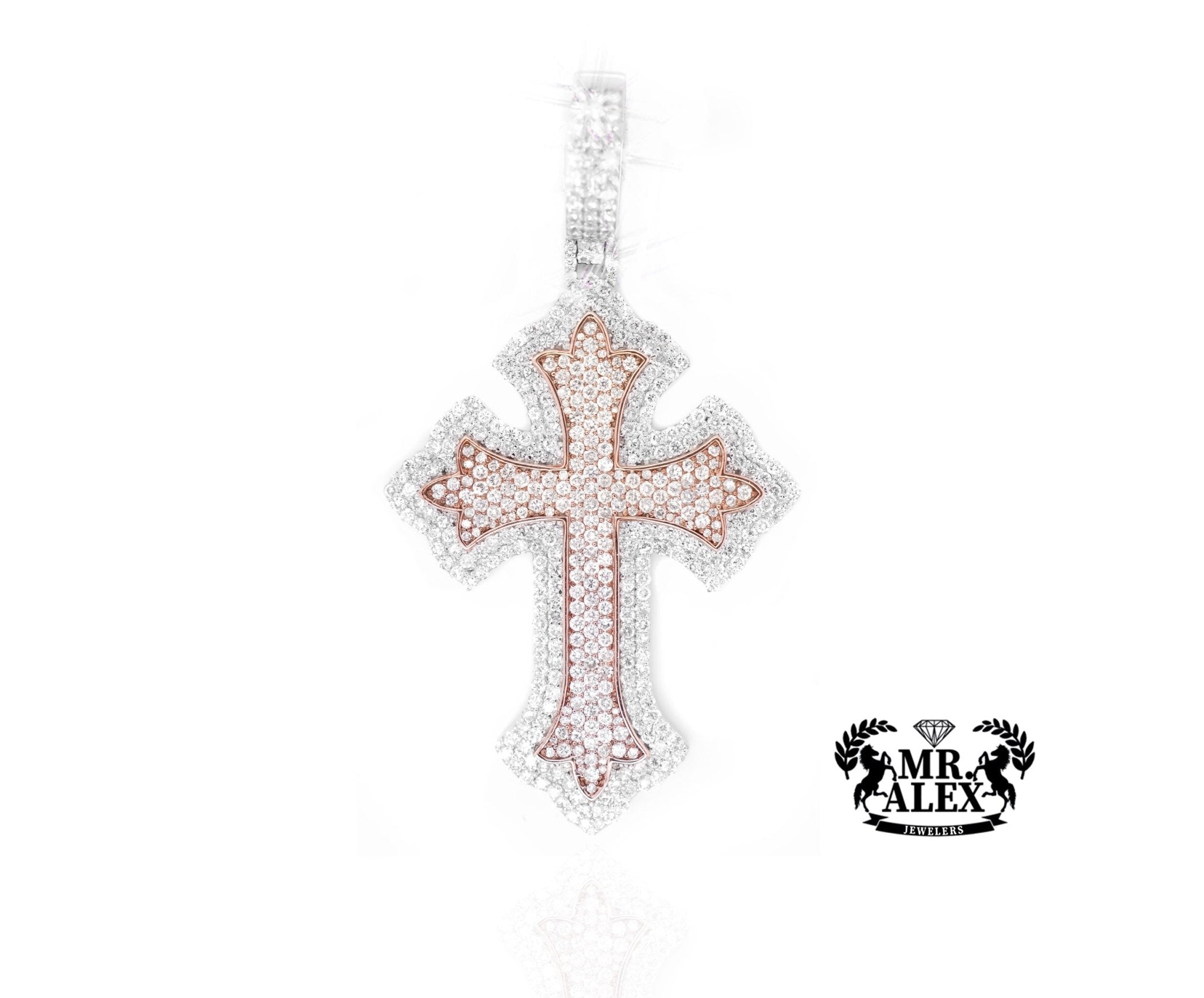 10K Gold Timeless Cross Diamonds Pendant with 7.25ct - Mr. Alex Jewelry