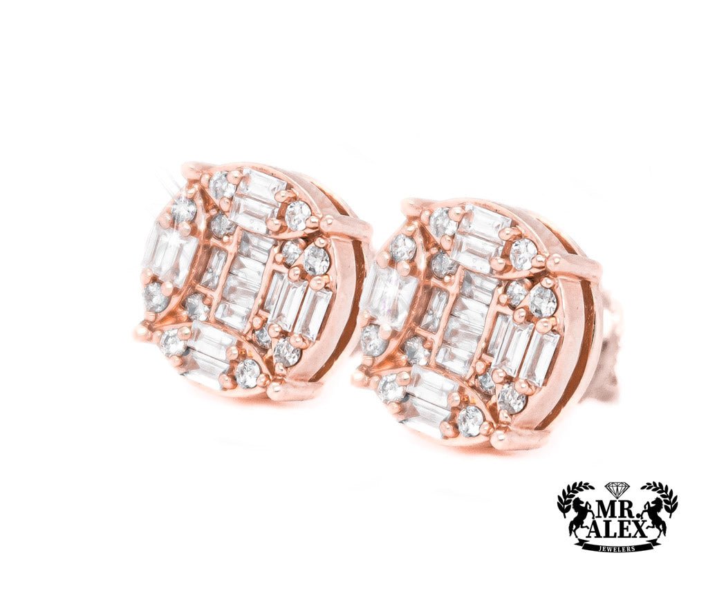 10K Halo Baguette Diamond Earrings 0.75CT - Mr. Alex Jewelry