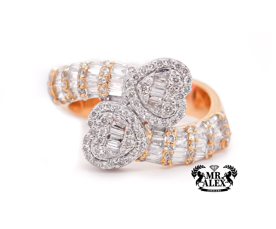 10k Heart Diamond Ring with Baguettes 0.90ct - Mr. Alex Jewelry