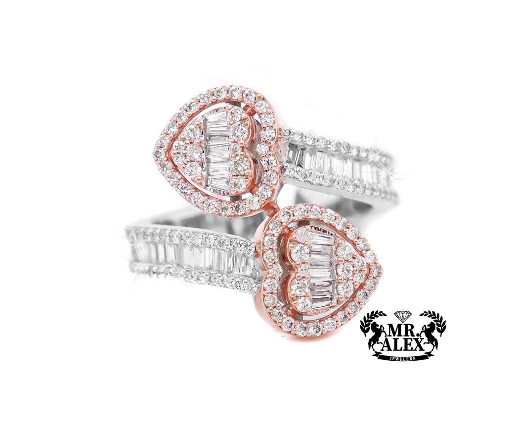 10k Heart Diamond Ring with Baguettes 1.05ct - Mr. Alex Jewelry