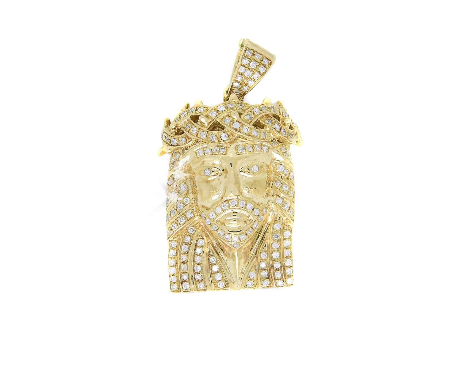 10k Jesus Piece Pendant 0.69ct Yellow Gold - Mr. Alex Jewelry