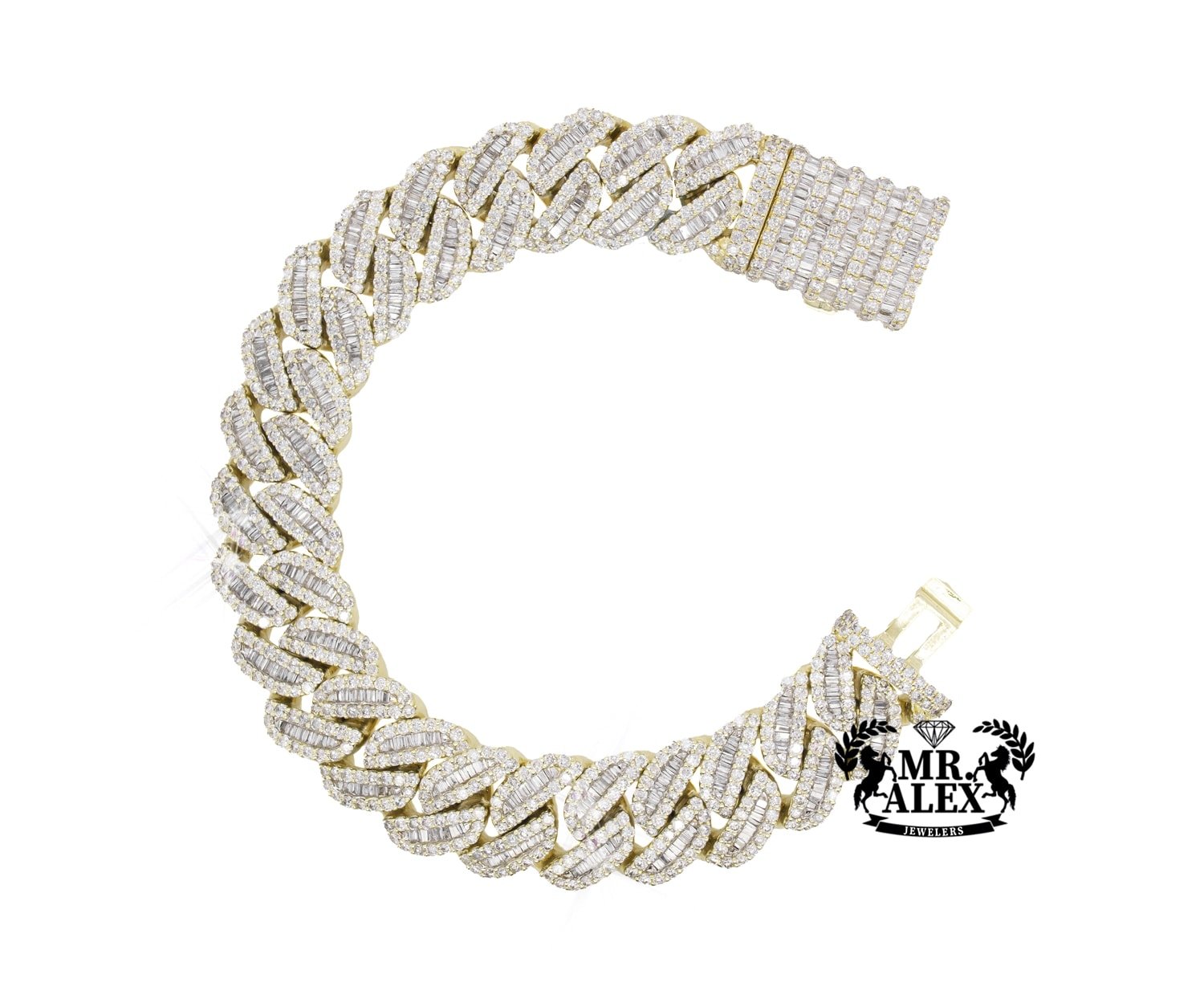 10K Luxury Cuban Baguette Bracelet 18.54ct - Mr. Alex Jewelry