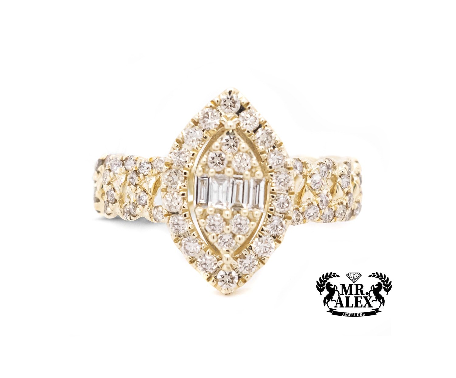 10K Marquise Halo Ring 0.85ct - Mr. Alex Jewelry