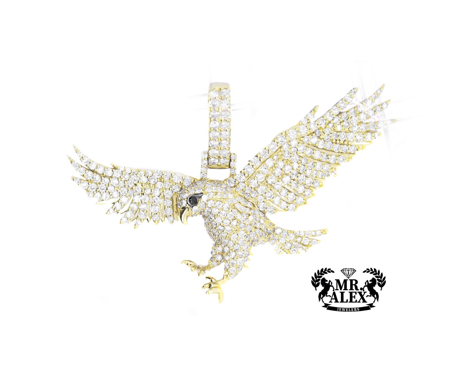 10K Round Diamond Eagle Pendant 2.70ct - Mr. Alex Jewelry