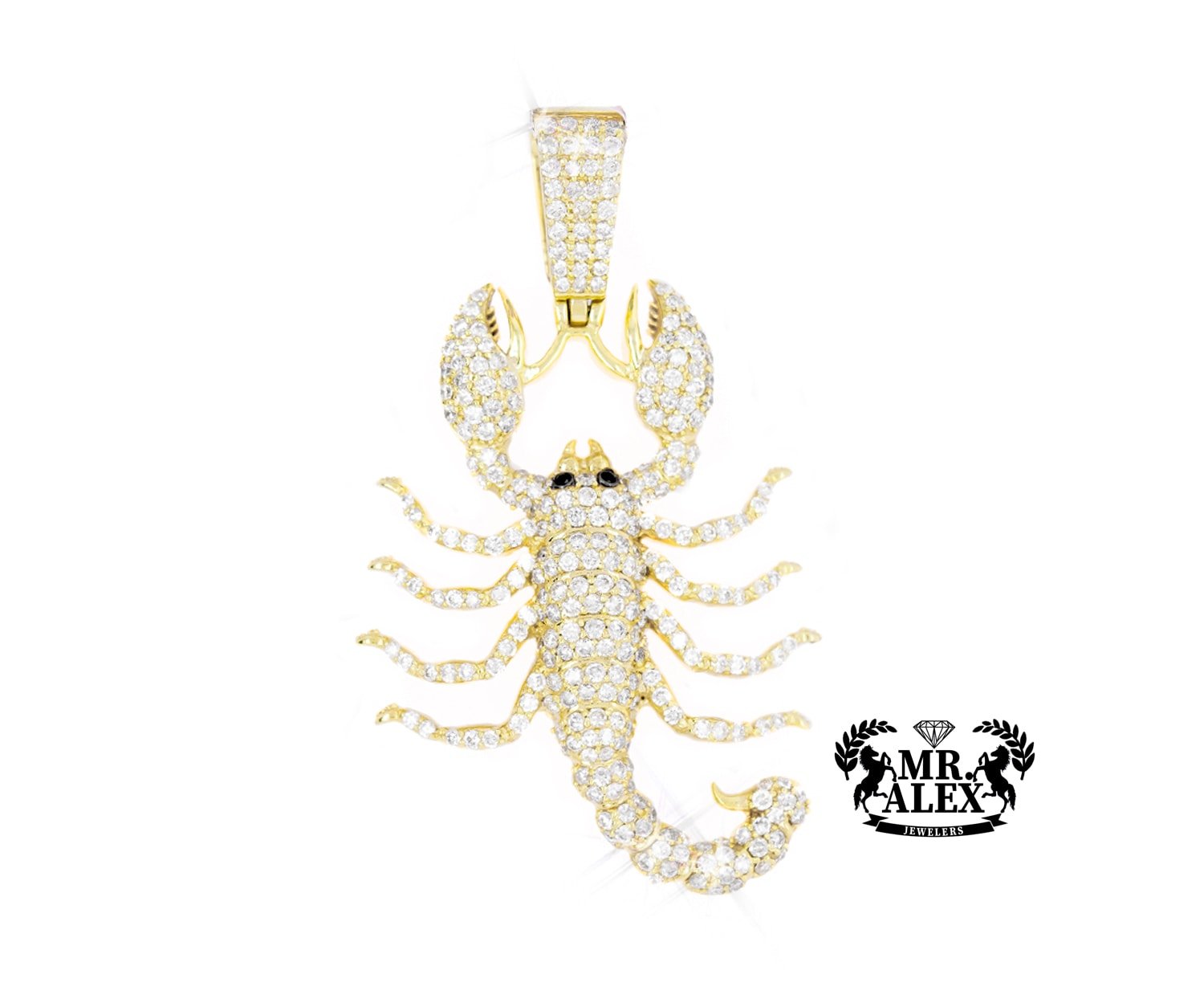 10K Round Diamond Scorpion Pendant 1.90ct - Mr. Alex Jewelry