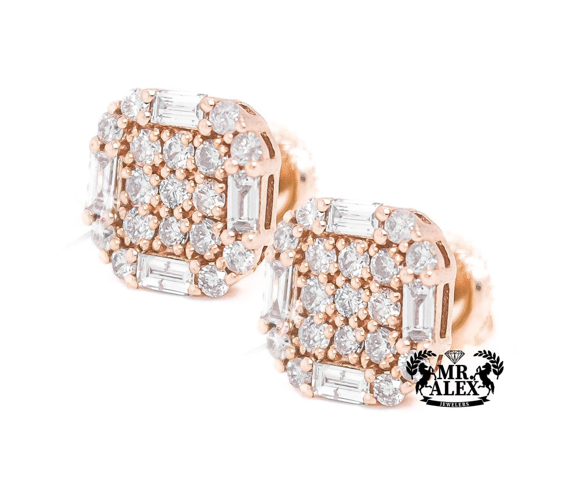 10K Square Baguette Diamond Earrings 1.20ct - Mr. Alex Jewelry