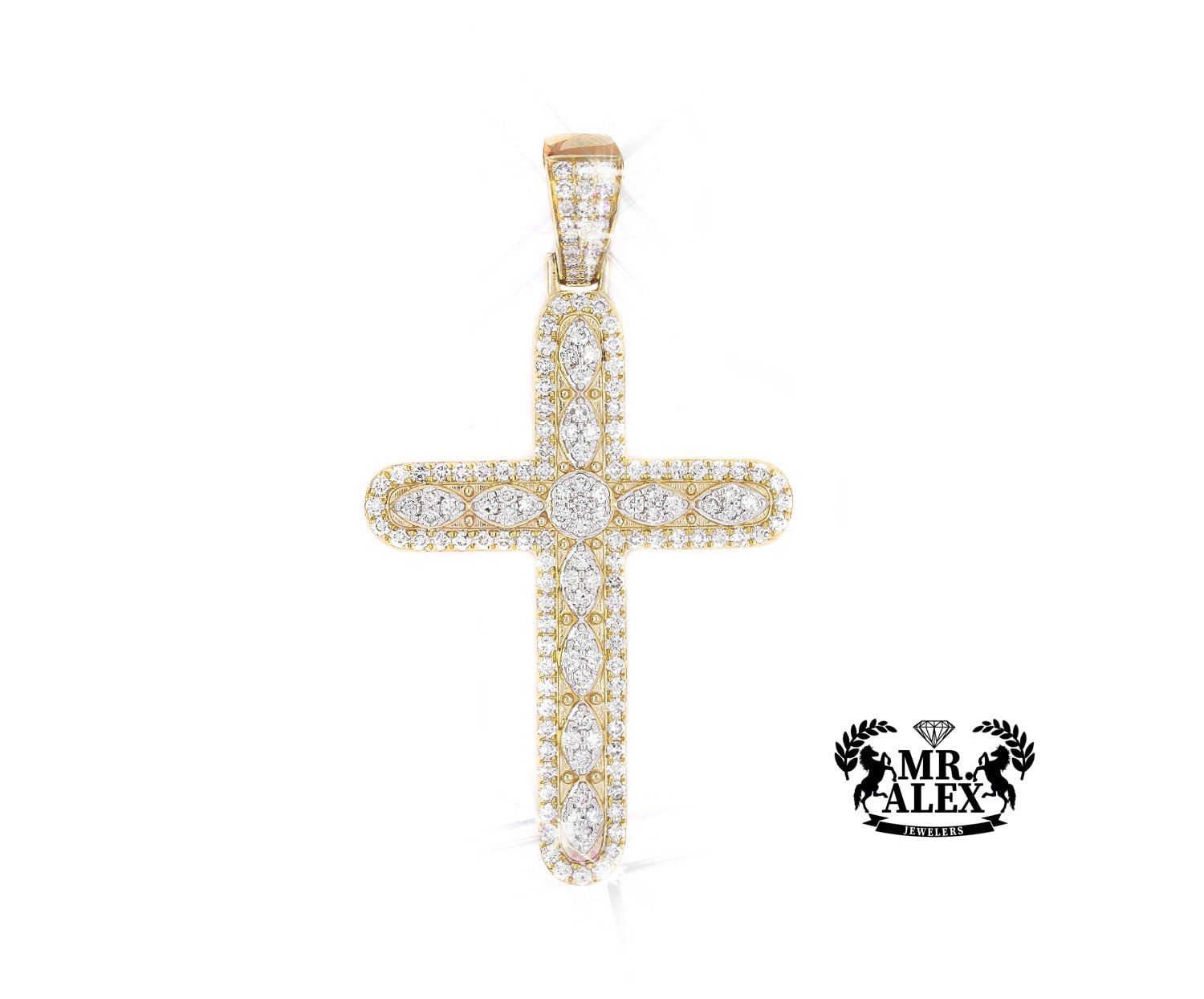 10K Unique Cross Diamond Pendant 1.80ct - Mr. Alex Jewelry
