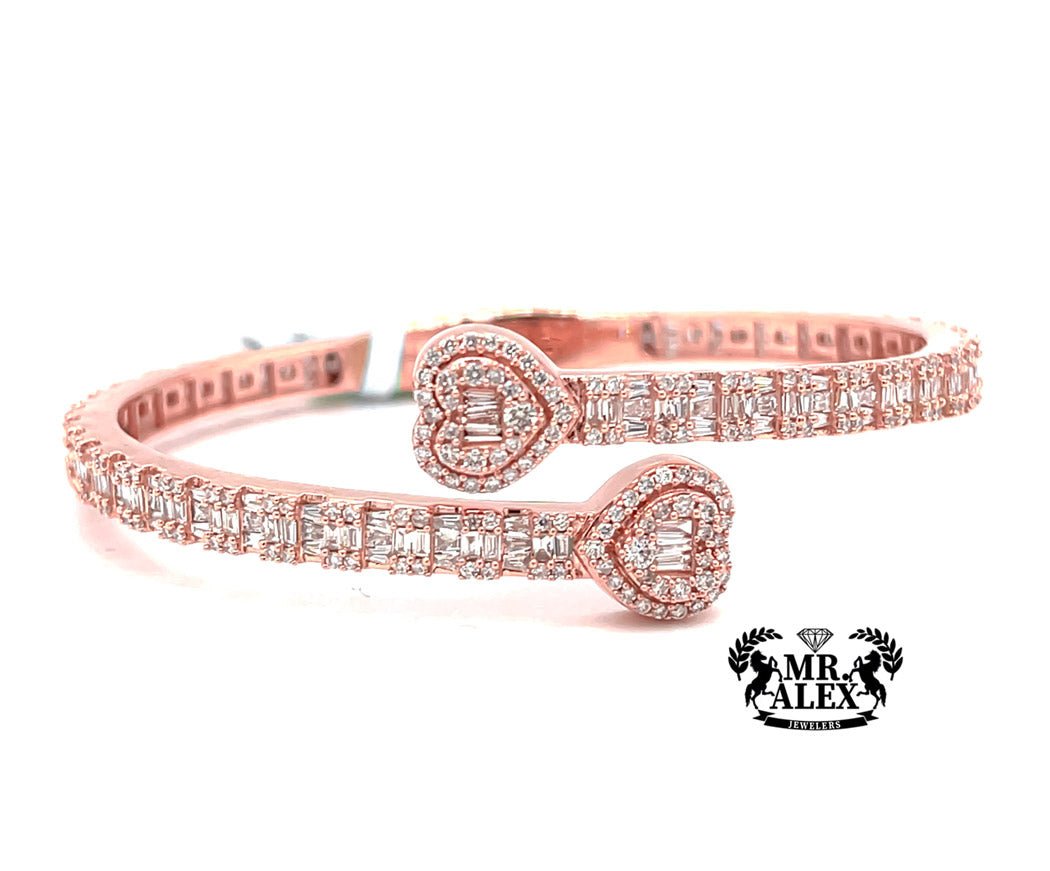 10k White Diamond Baguette Bangle 4.0ct - Mr. Alex Jewelry