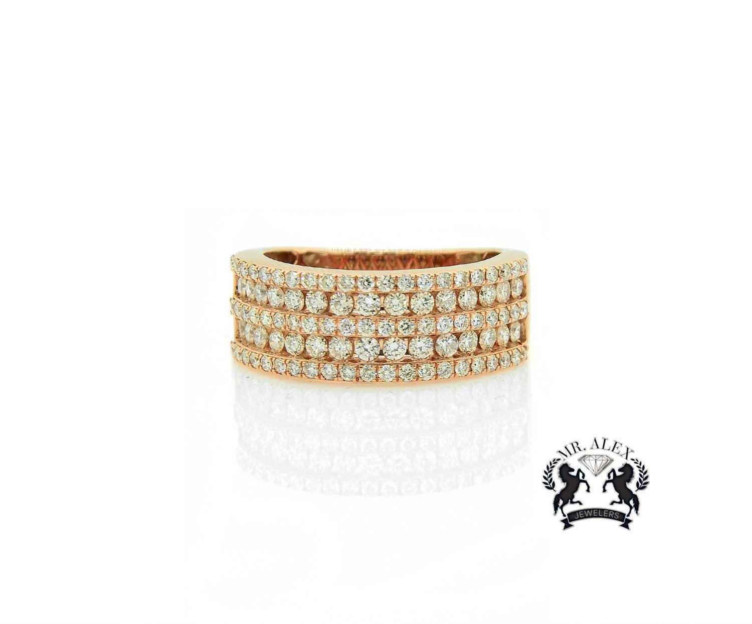 14K 5 Row Diamond Ring 1.90ct - Mr. Alex Jewelry