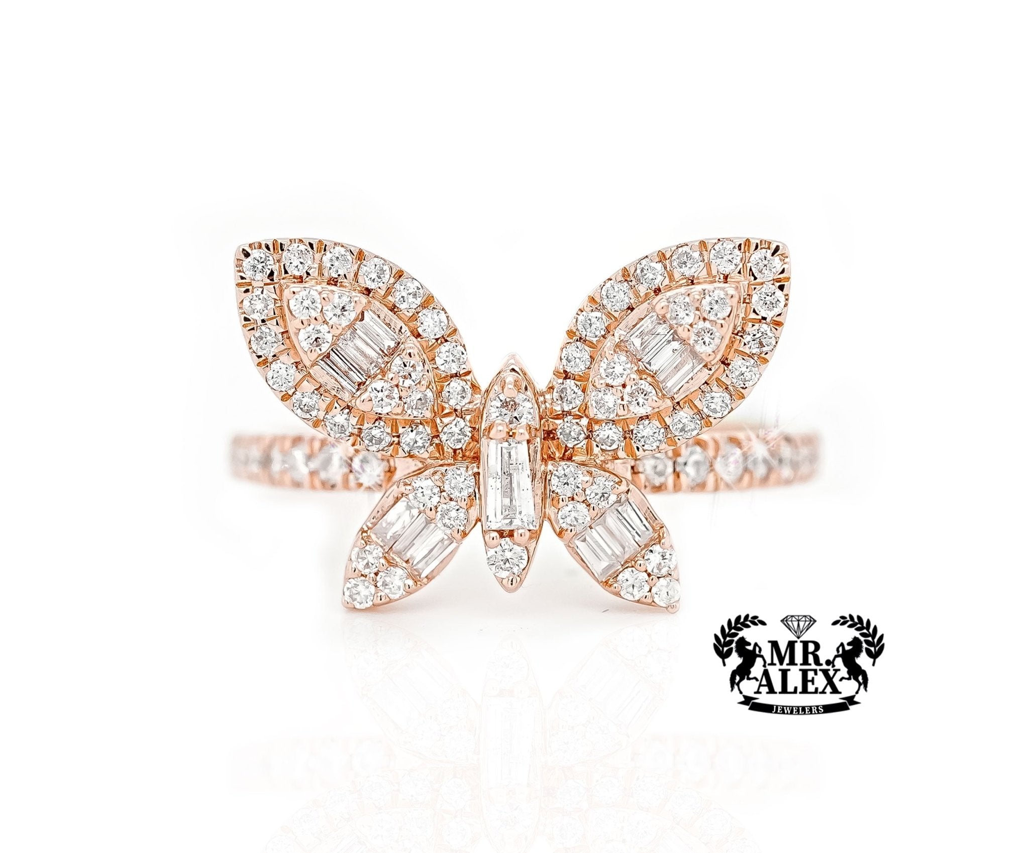 14K Butterfly Essence Diamond Ring 0.75ct - Mr. Alex Jewelry